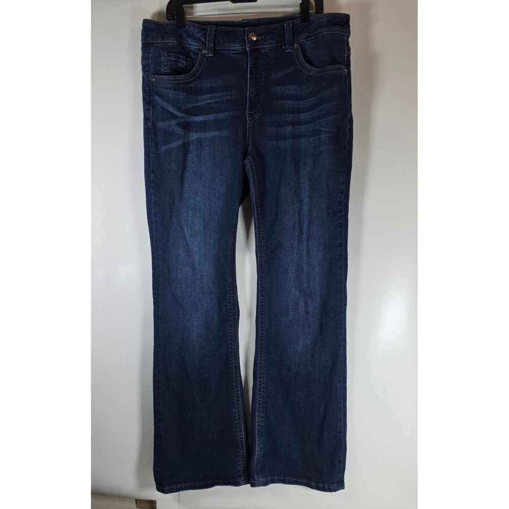 Melissa McCarthy Seven7 Womens Dark Wash Bootcut Jeans Blue Size 16 Stretch